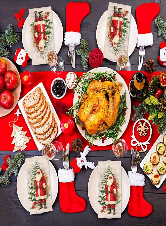 وولاين مجموعة مناديل ضيوف عيد الميلاد من والين، 100 قطعة، بتصميم شتوي عتيق، مزينة برسومات سانتا وشجرة عيد الميلاد، للاستخدام مرة واحدة، مثالية لحفلات الأعياد. - Image 5